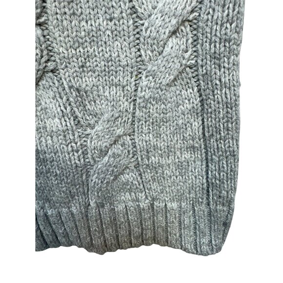 Lands End Womens Cable Knit  Sweater M/P Gray Wool Blend Fisherman Look - Picture 7 of 13